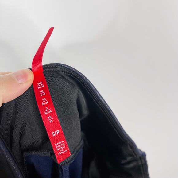 Spanx Womens Small S Midnight Blue Faux Leather Leggings Nylon Dress Up Metallic - Picture 8 of 13